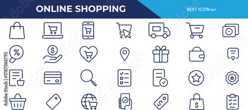 Online Shopping Line Icons Pack – Unique E-Commerce Vector Icons