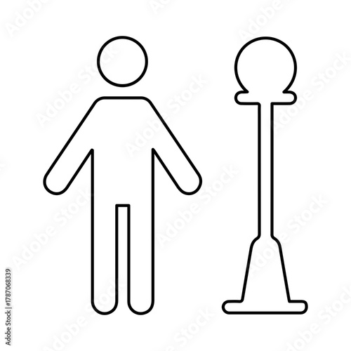 Person with queue barrier