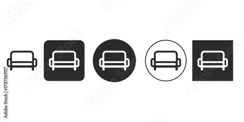 Icon set of a sofa minimalist design featuring a couch in various shapes, perfect for interior design or furniture related projects and designs