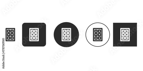 Grey chocolate bar icon set icons in different shapes vector the style is flat, minimalist, linear vector