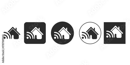 Smart home icon set a collection of five different styles of smart home icons, each representing a connected and automated living space