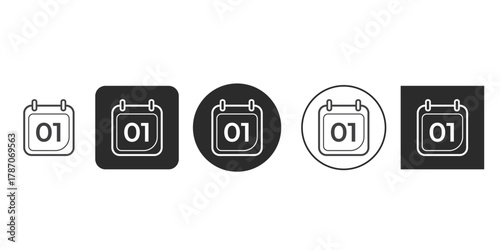 Set of line calendar icon event reminder symbol one day vector illustration for graphic and web design