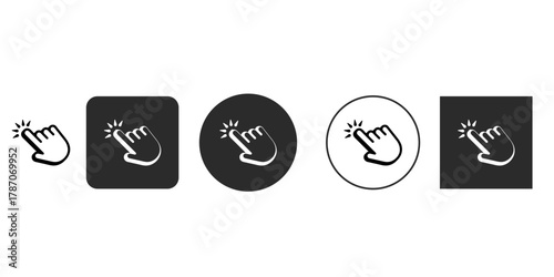 Hand cursor icon set click, pointer, touch or press gesture flat style for graphic design, logo, web site, social media, mobile app, ui illustration