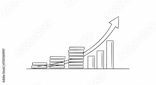Financial growth represented by stacked coins and an upward arrow.