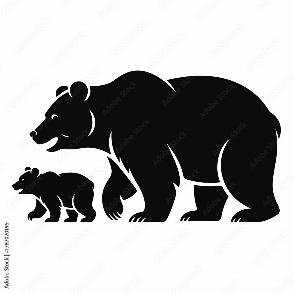 Fototapeta premium Bear Family Silhouette Set — Matching Vector Assets