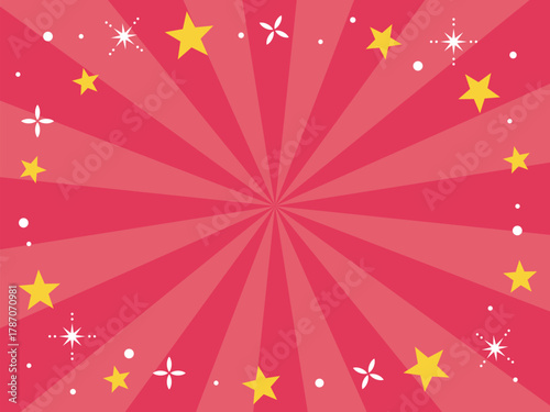 放射状に広がる集中線と星の背景イラスト