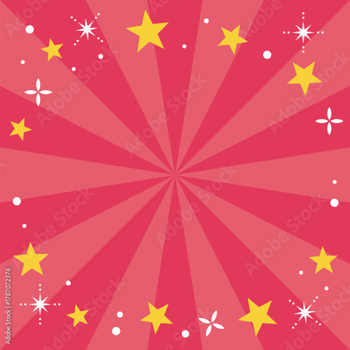 放射状に広がる集中線と星の背景イラスト