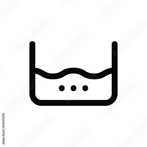 A washing instruction symbol showing a basin with wavy water and three dots Laundry Line Icon. Isolated Vector Clip Art.