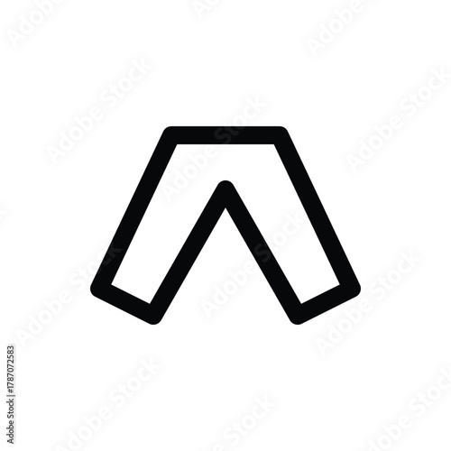 A minimalist vector graphic representing trousers. This is a simple outline symbol for clothing, fashion, or apparel, presented in a clean, modern style. Laundry Line Icon. Isolated Vector Clip Art.