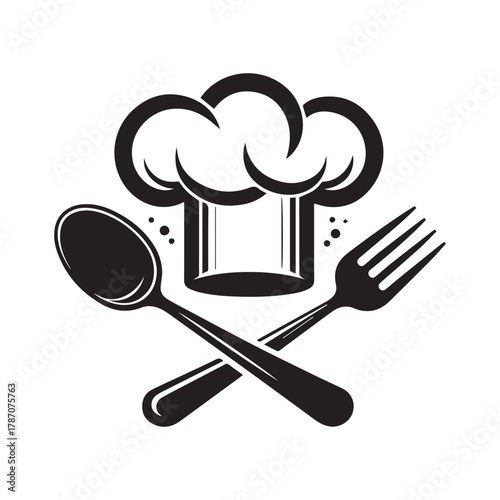 Vintage Cooking Badge with Chefs and Kitchen Utensils