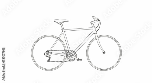 Detailed Line Drawing of a Classic Bicycle.