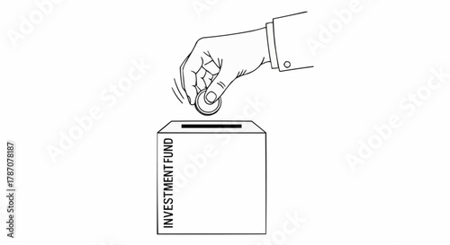 Hand putting coin into investment fund box financial concept.