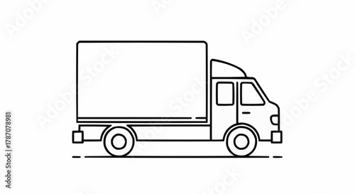 Simple Line Art Illustration of a Delivery Truck.