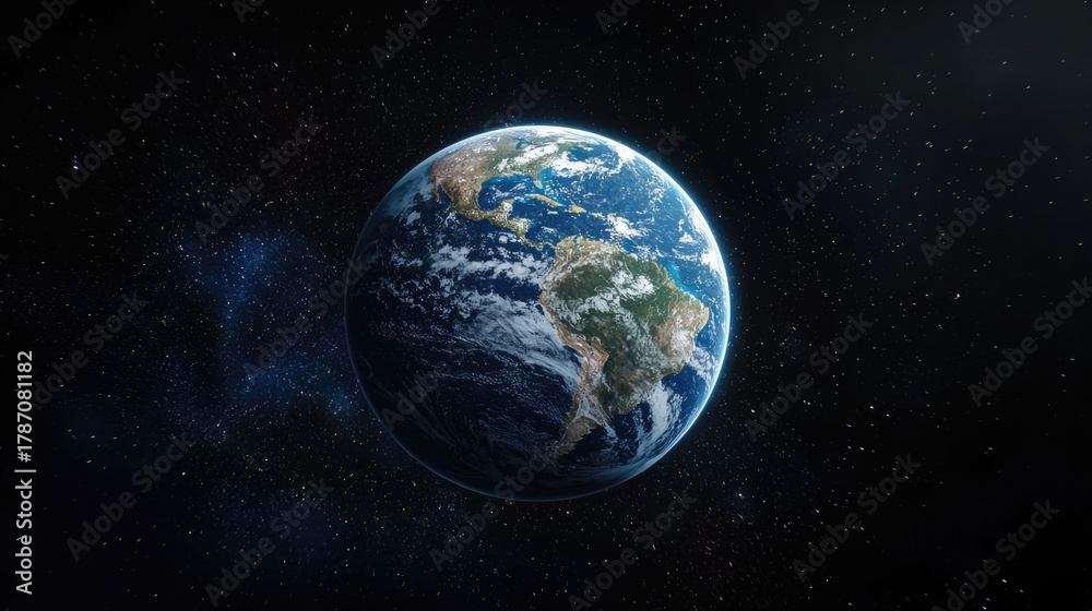 Fototapeta premium image of planet earth showcasing continents oceans and cloud formations in space 