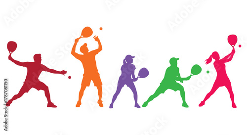 Exciting vibrant paddle tennis team in action ready for competitive match