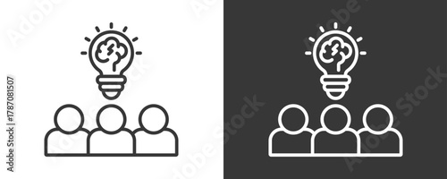 Brainstorming Icon Set Vector Collection Isolated In Black And White