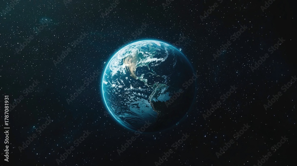 Fototapeta premium image of planet earth showcasing continents oceans and cloud formations in space 