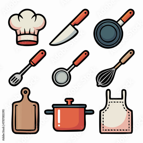Colorful Cooking Tools Icon Set