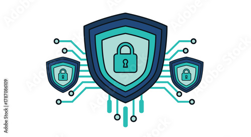 Cybersecurity shields protect your sensitive data with digital lock