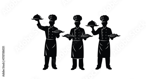 Professional chefs serving delicious meals with elegant presentation