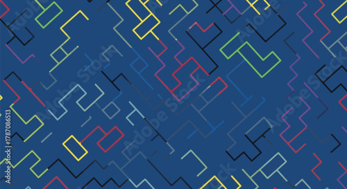 Modern abstract maze pattern on deep blue background for creative design