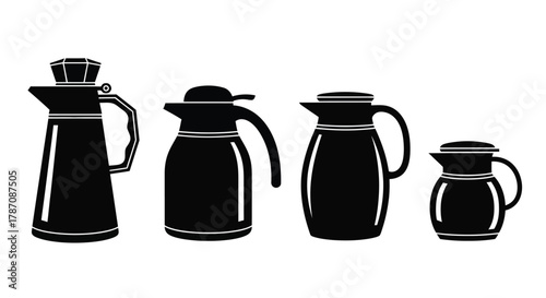 Elegant black and white thermos collection ready for your design needs