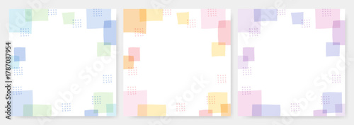 柔らかい雰囲気の手描き風幾何学模様フレームセット