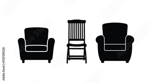 Elegant armchairs and a wooden chair showcasing interior design styles