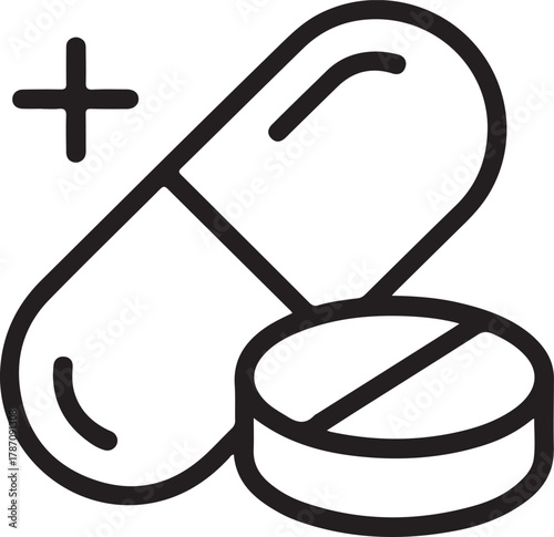 Medical icons representing pills capsules and healthcare symbol