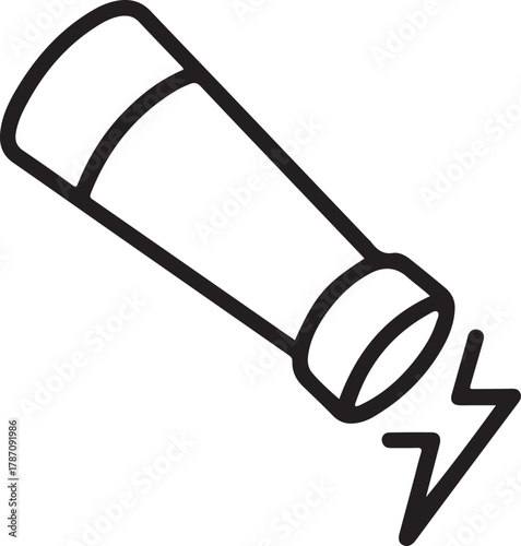 Hand drawn illustration of a telescope with a lightning bolt