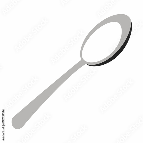 Metal spoon holding white granulated sugar for cooking and baking vector on white background.