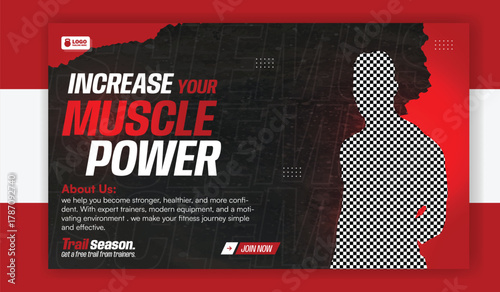 Gym and fitness social media banner template for promotion design