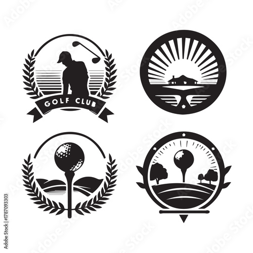 Retro Golf Emblem Designs — Tournament Branding Icon Pack
