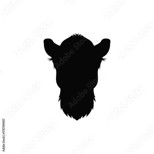 Front camel head silhouette vector flat design on white background.