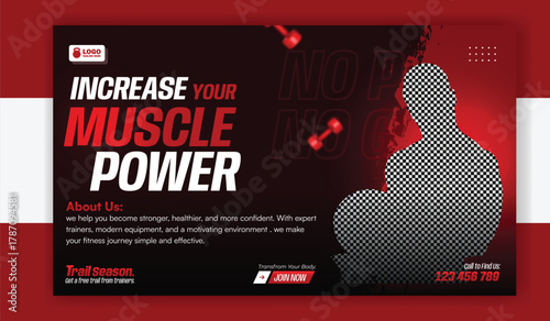 Gym and fitness social media banner template for promotion design