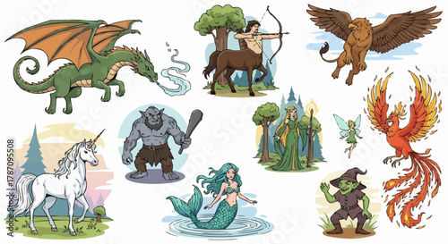 Collection of Mythical Creatures and Fantasy Characters.