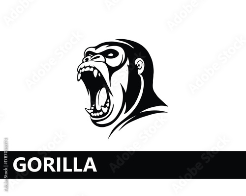 creative black fierce gorilla head logo design inspiration
