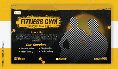 Fitness gym social media post banner template for promotion design