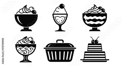 Sweet treats icon set perfect for menu designs and dessert promotions