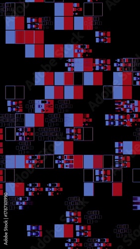 Abstract red and blue geometric pattern design, background, digital art