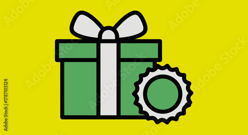 Celebrate deals with this green gift box and trendy badge icon