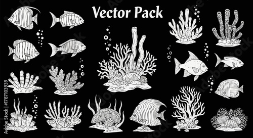 Underwater World Vector Pack - Fish, Coral, and Sea Life Illustrations.