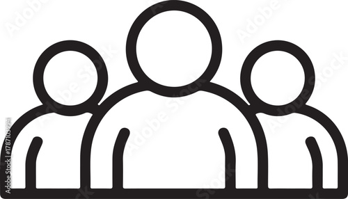 Simple outline icon representing a group of three people