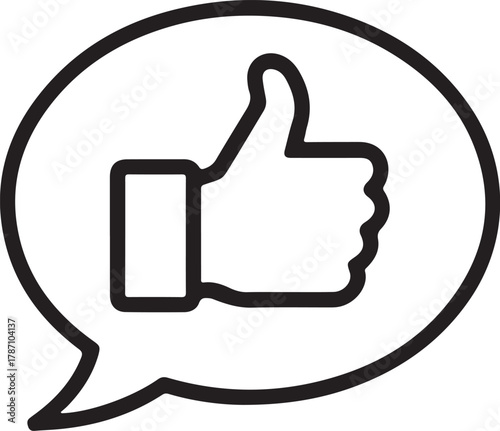 Thumbs up icon inside a speech bubble for positive feedback