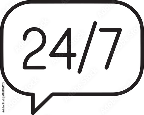 24 7 support chat bubble icon for constant communication