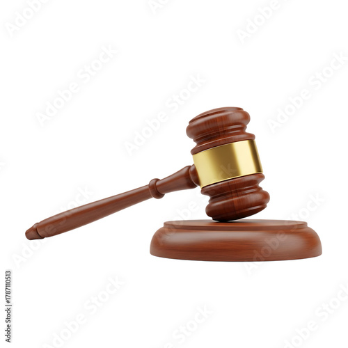 Fototapeta Naklejka Na Ścianę i Meble -  Wooden judge gavel and sound block isolated on transparent background