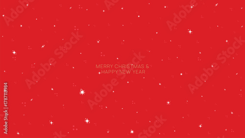 Minimalist Red and Gold Christmas Greeting Background with Scattered Snowflake and Star Elements for Elegant Holiday Card and Festive Banner Design