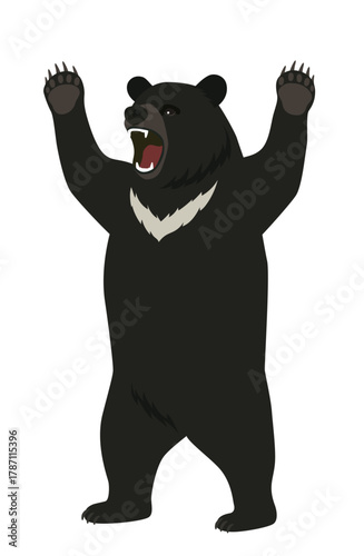 立って威嚇するツキノワグマ