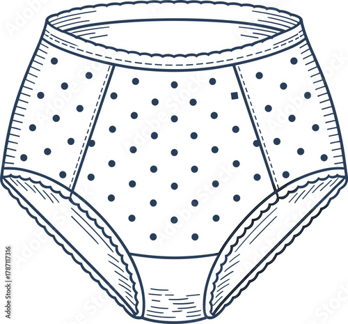 Vintage style polka dot women's underwear illustration panties briefs