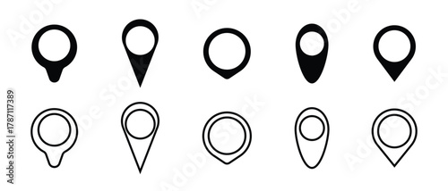 location icon, location map pin icon set, collection of location pin icon, vector.